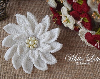 Bridal Crochet Pattern: Lotus Flower Hairpin