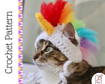 Unicorn Cat Hat Crochet Pattern for Pets