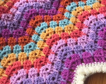 Jagged Waves Rainbow Crochet Ripple Blanket Pattern