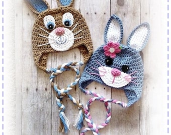 Crochet Bunny Beanie Hat Pattern: Newborn-Adult