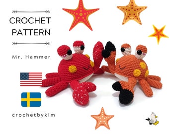 Mr. Hammer Crab Amigurumi Crochet PDF Pattern