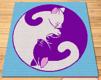 Yin Yang Cat Crochet Blanket Pattern