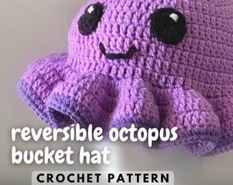Adult Reversible Octopus Crochet Bucket Hat Pattern