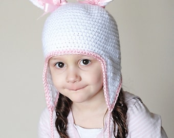 Crochet Pattern for Bunny Earflap Hat
