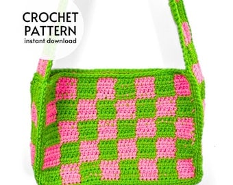 Easy Checkered Shoulder Bag Crochet Pattern