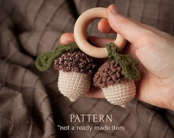 Acorn Baby Rattle Crochet Pattern: Woodland Toy