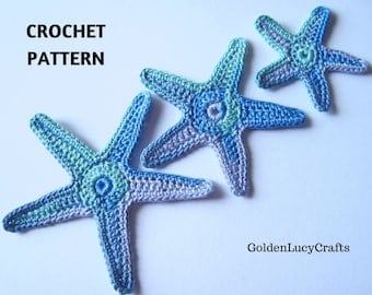 Sea Star Starfish Crochet Applique Pattern