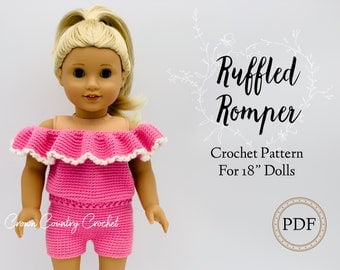 Ruffled Romper Crochet Pattern for 18" Dolls