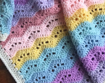 Happy Ripples Beginner Crochet Blanket Pattern