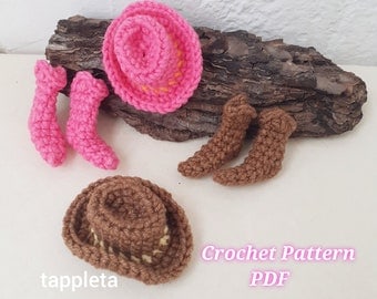 Cowboy-Inspired Mini Crochet Hat & Boots Pattern