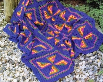 Vintage Pinwheel Patchwork Crochet Quilt Pattern