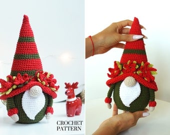 Christmas Flower Gnome Crochet Amigurumi Pattern