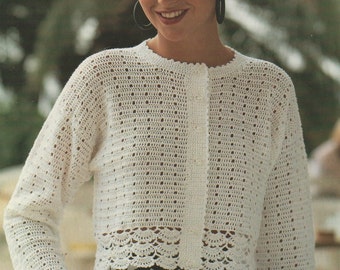 Crochet Crop Jacket Pattern for Women 30-40" Chest