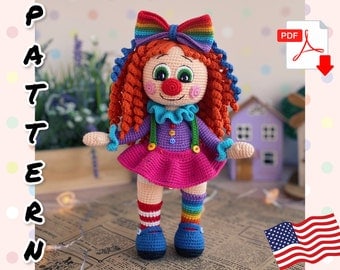 Cute Clown Girl Crochet Pattern: Amigurumi Tutorial