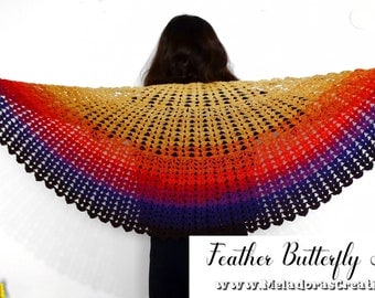 Crochet Pattern PDF for Feather Butterfly Shawl
