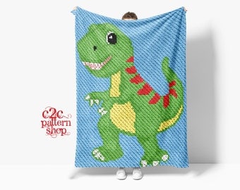Dinosaur C2C Crochet Pattern for Blanket & Afghan