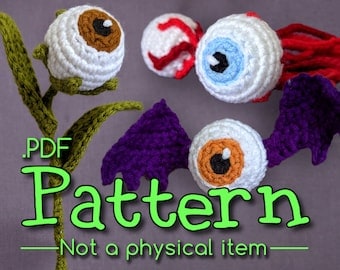 Crochet Amigurumi Spooky Eyeball Pattern Pack