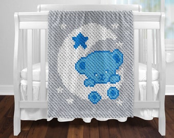 Bear on Moon C2C Baby Crochet Pattern