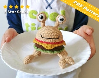 Beginner-Friendly Crab Burger Crochet Pattern PDF