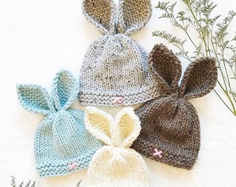 Rustic Bunny Toque Knitting Pattern, Easter Beanie