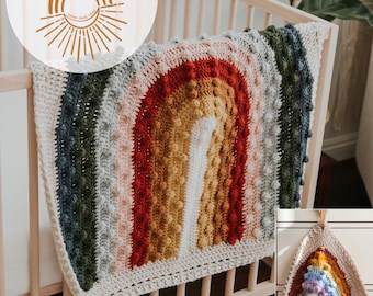 Juni Bobble Rainbow Crochet Blanket Pattern