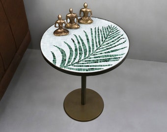 Leaf Pattern Glass Mosaic Round Table