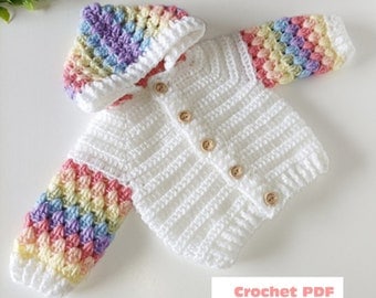 Granny Splash Crochet Hoodie Pattern: Preemie-10yrs