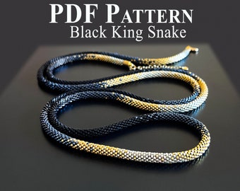 Beaded Black King Snake Crochet Necklace Pattern
