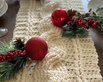 Crochet Pattern for Rustic Cable Stitch Runner