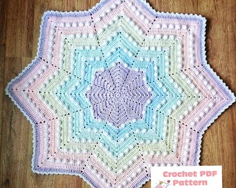 Bobble Star Crochet Blanket Pattern PDF
