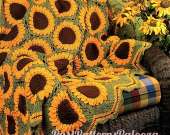 Vintage Sunflower Garden Crochet Afghan Pattern