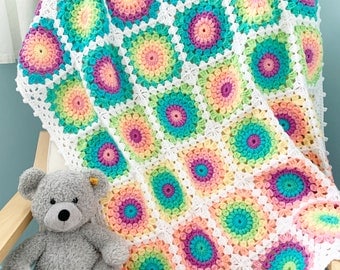 Rainbow Burst Baby Blanket Crochet Pattern