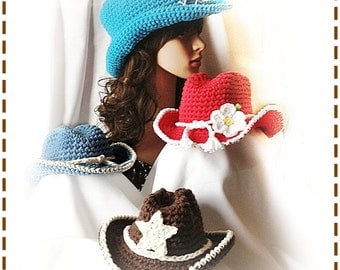 Cowboy Crochet Hat Pattern: Newborn to Adult