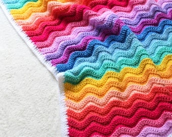 Chunky Rainbow Ripple Crochet Baby Blanket Pattern