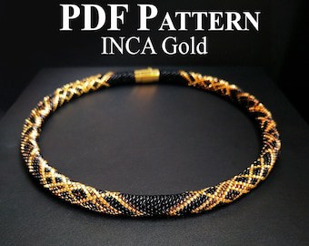 INCA Gold Beaded Crochet Necklace Pattern + Gift