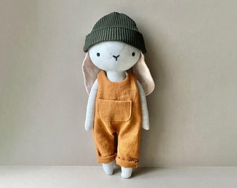 Bunny Overalls & Beanie: DIY Soft Toy Pattern