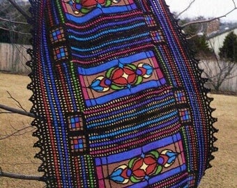 Vintage Tunisian Stitch Stained Glass Afghan Pattern
