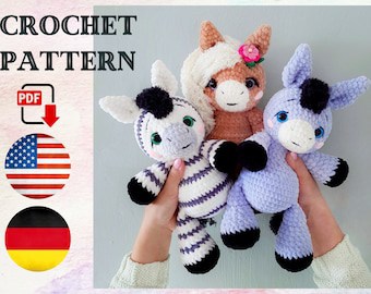 Crochet Amigurumi Horse/Zebra/Donkey Pattern PDF