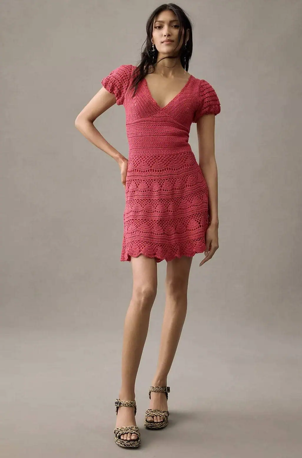 Love The Label V-Neck Crochet Dress