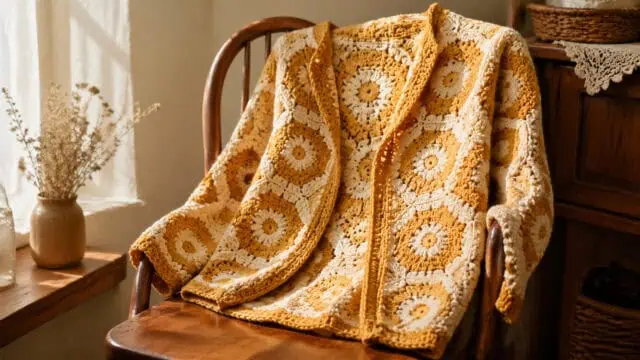 Cozy Hexagon Crochet Cardigan — Free Easy Pattern