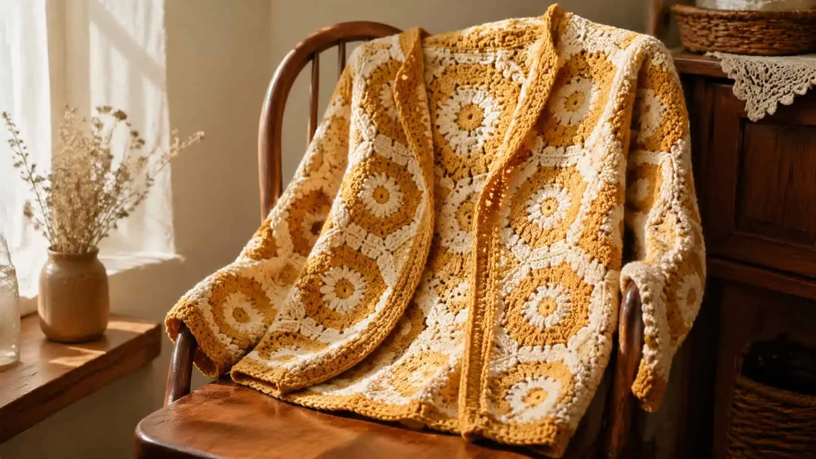Cozy Hexagon Crochet Cardigan — Free Easy Pattern
