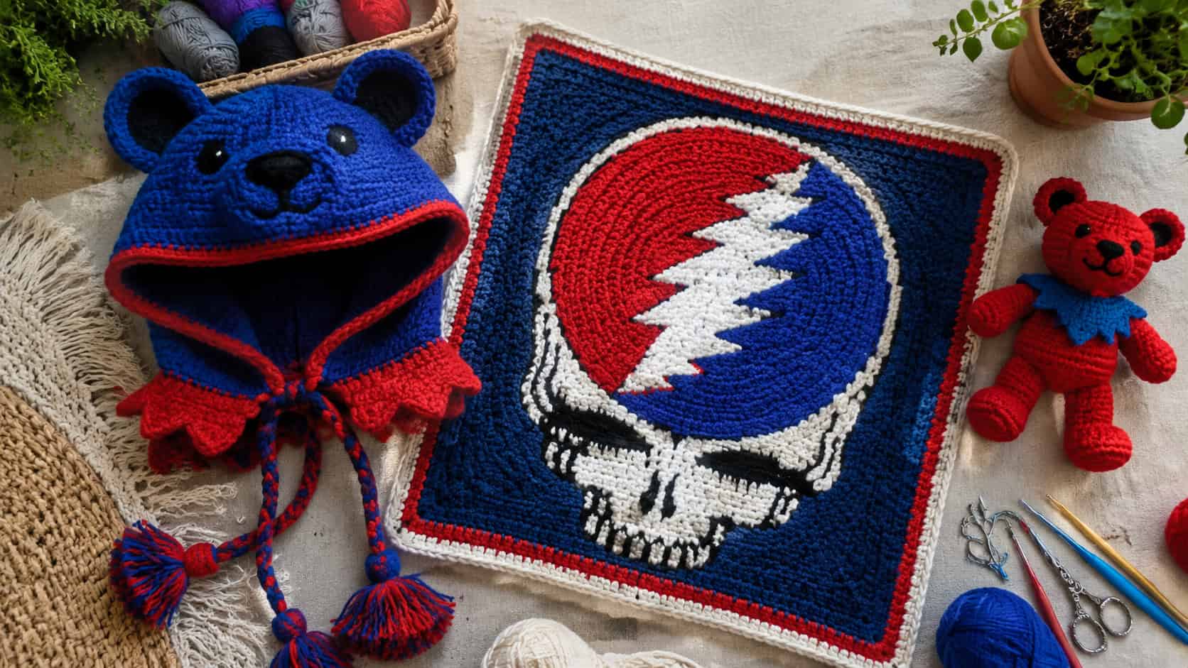 15 Grateful Dead Crochet Patterns for Bears, Blankets, Hoods, and Handmade Gifts