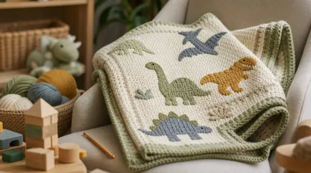 30 Dinosaur Blanket Crochet Patterns to Stitch for Kids, Nurseries, and Dino Fans