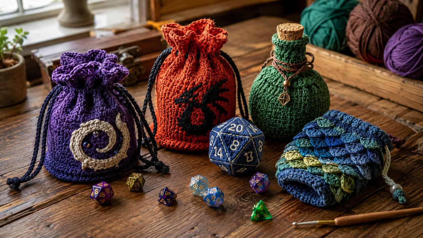 30 DnD Crochet Patterns for Dice Bags, Plushies, and Tabletop Gifts