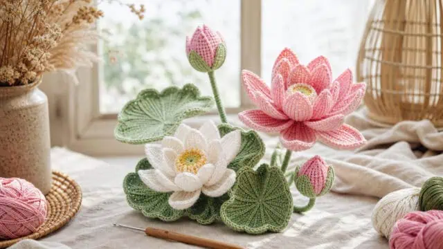 30 Lotus Flower Crochet Patterns for Beautiful Decor, Gifts, and Giftable Makes