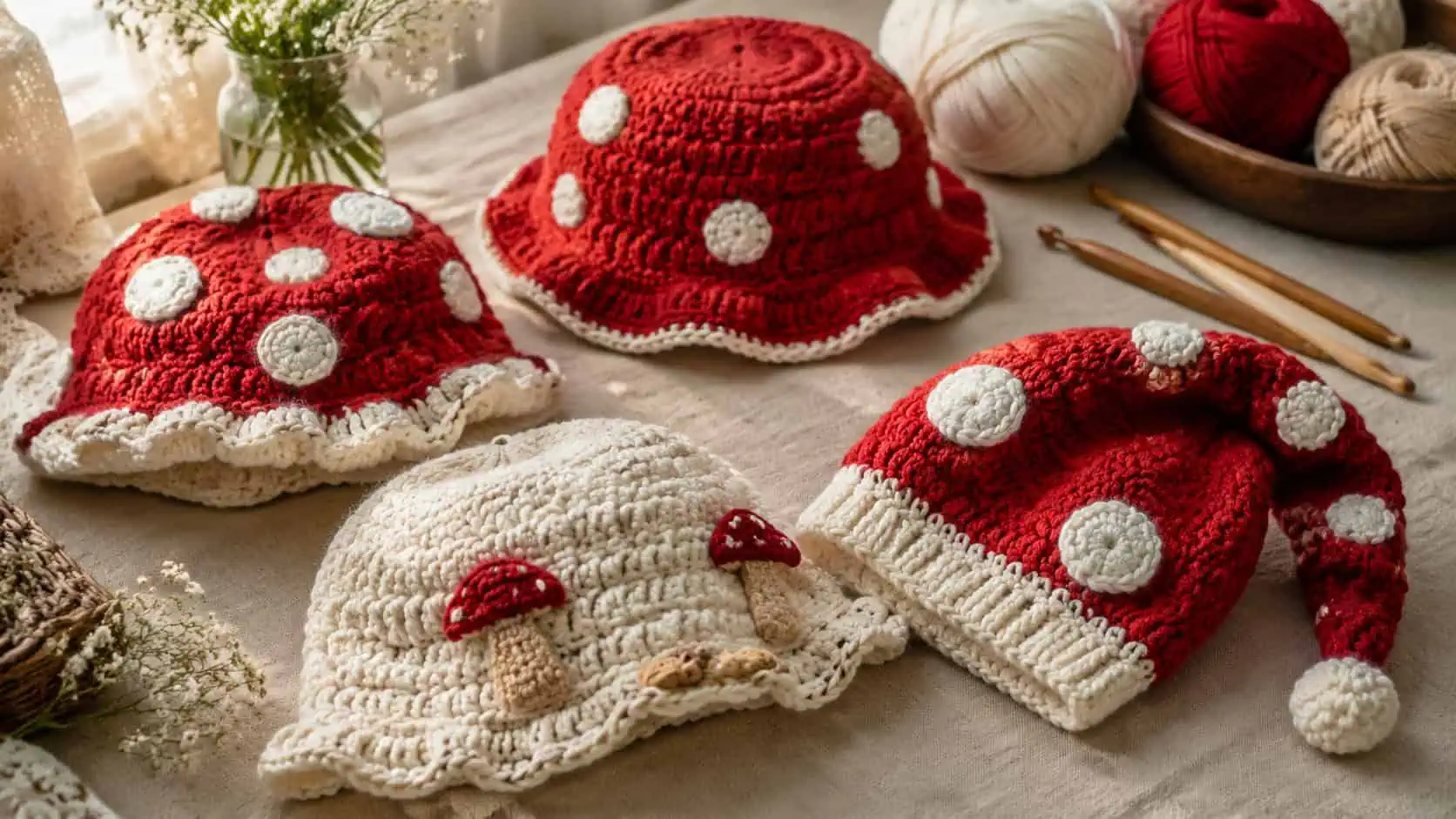 30 Mushroom Hat Crochet Patterns for Cottagecore, Fantasy, and Everyday Wear