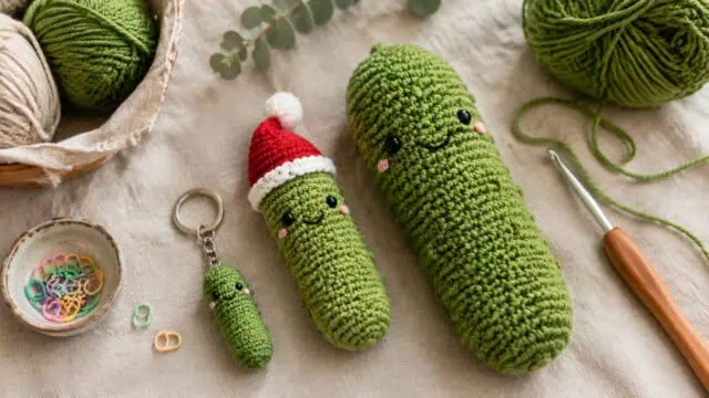 30 Pickle Crochet Patterns for Amigurumi, Keychains, Ornaments, and Plushies