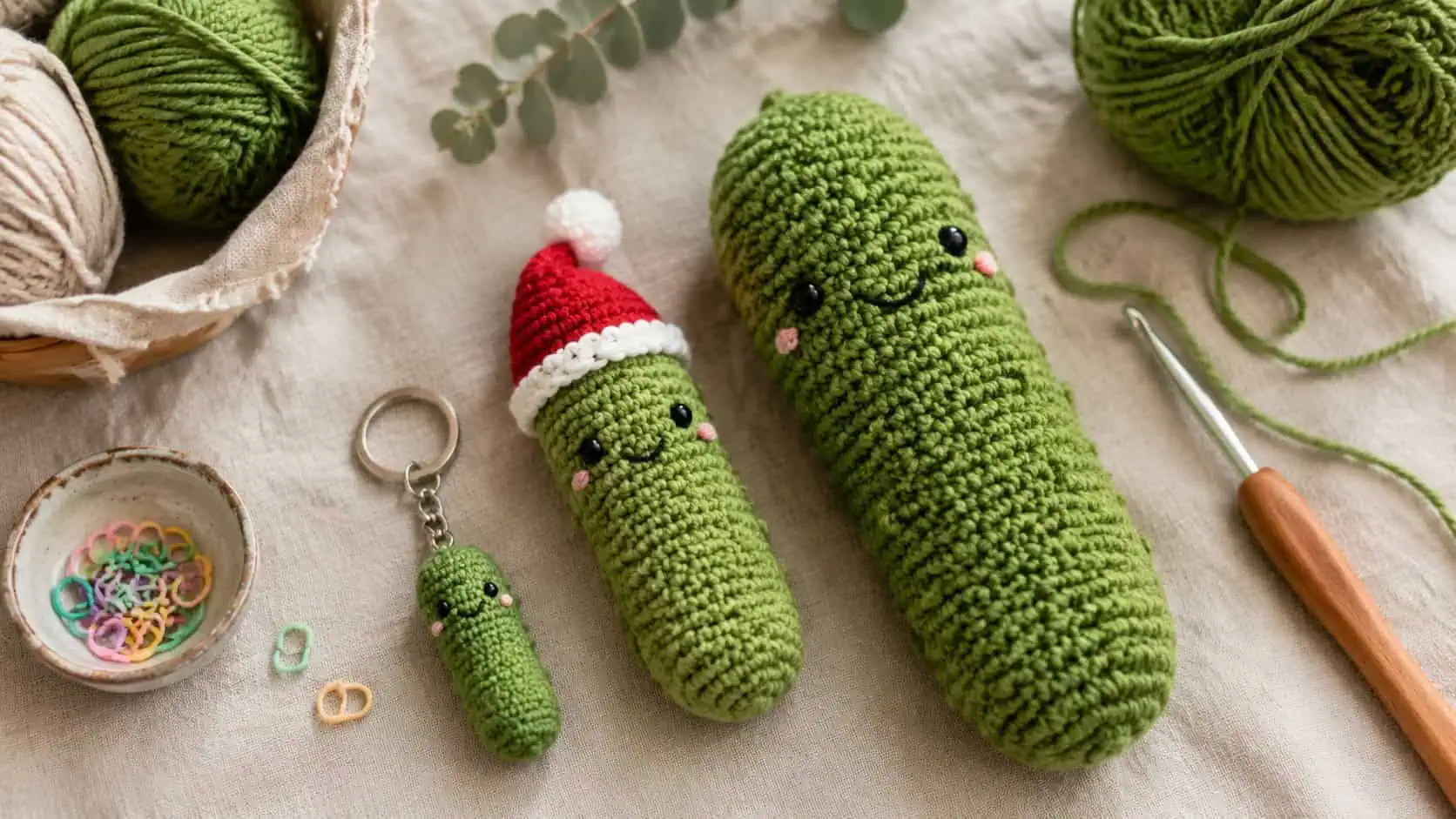 30 Pickle Crochet Patterns for Amigurumi, Keychains, Ornaments, and Plushies