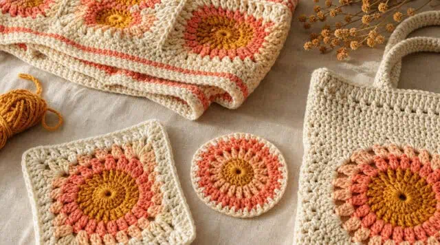 30 Sunburst Crochet Patterns for Blankets, Bags, Tops, and Home Decor