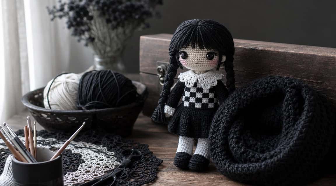30 Wednesday Crochet Patterns for Dolls, Accessories, and Gothic Gifts